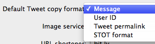 Options for copying tweets
